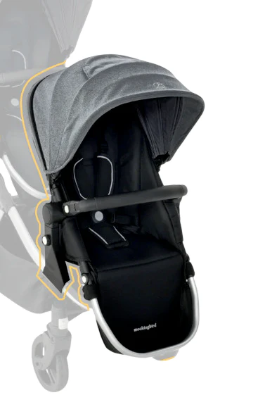 Mockingbird 2nd Seat Kit 2.0, Heather grey, Silver With Black Leather, Solid Grey