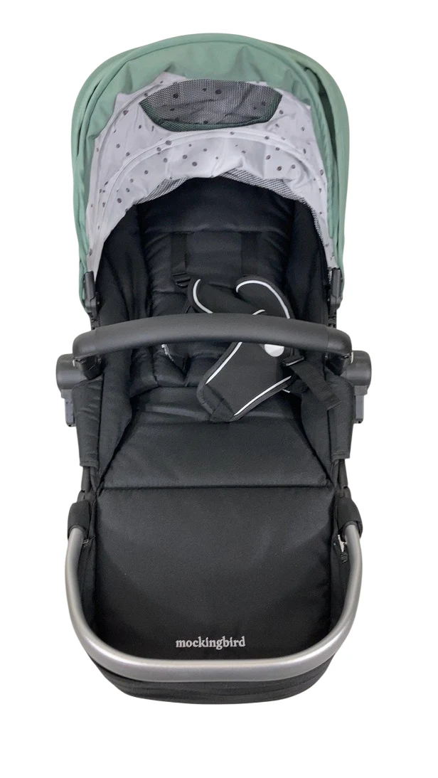 Mockingbird 2nd Seat Kit 2.0, Sage, Silver With Black Leather, Watercolor Drops - Image 2