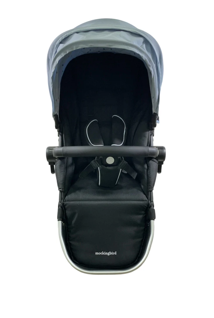Mockingbird 2nd Seat Kit 2.0, Silver With Black Leather, Sky, Watercolor Drops - Image 2