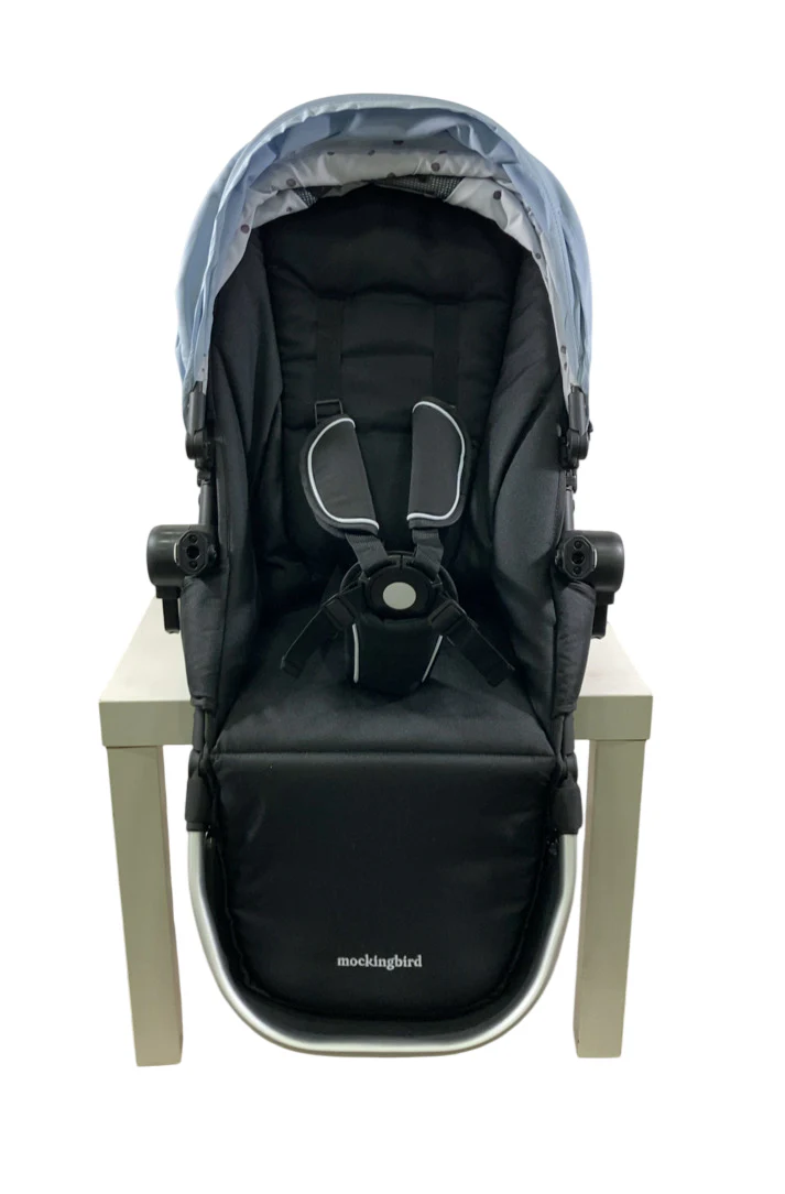 Mockingbird 2nd Seat Kit 2.0, Silver With Black Leather, Sky, Watercolor Drops - Image 3