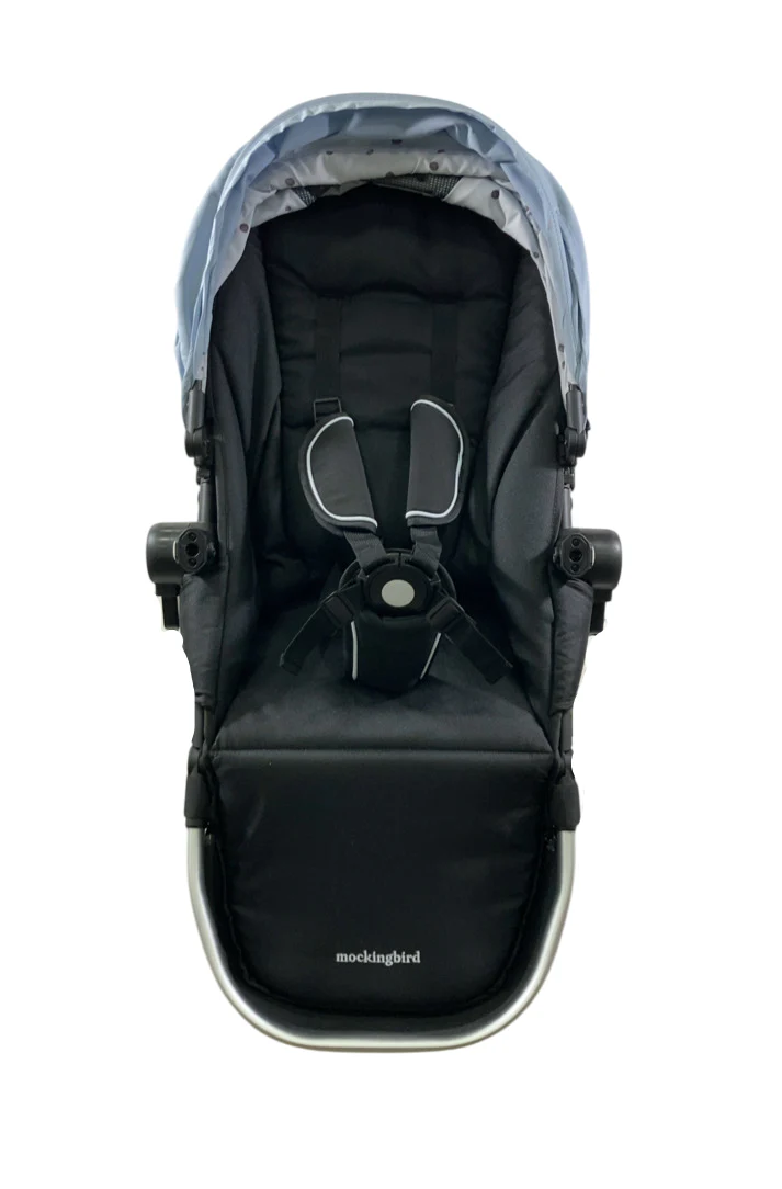 Mockingbird 2nd Seat Kit 2.0, Silver With Black Leather, Sky, Watercolor Drops - Image 2