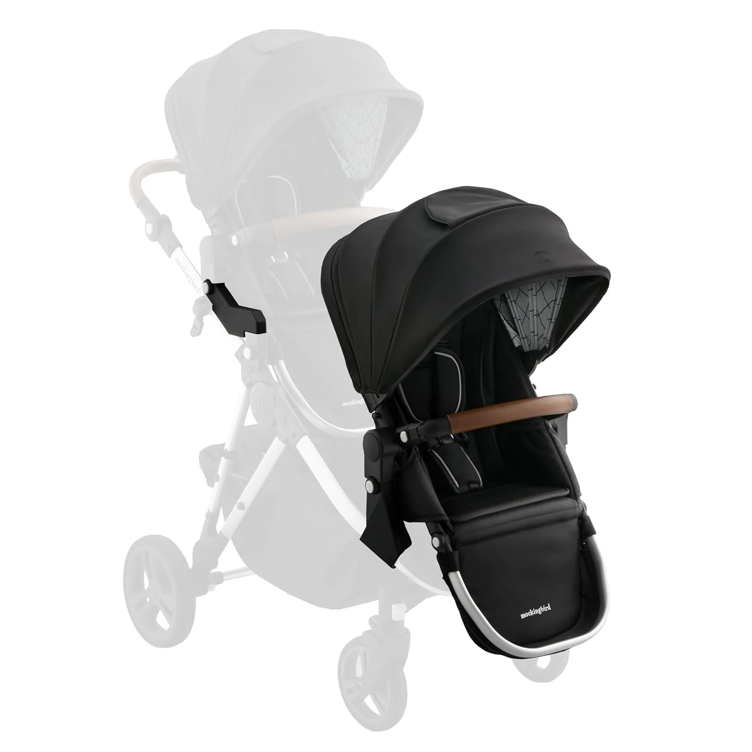 Mockingbird 2nd Seat Kit 3.0, Black Windowpane, Charcoal with Penny Leather