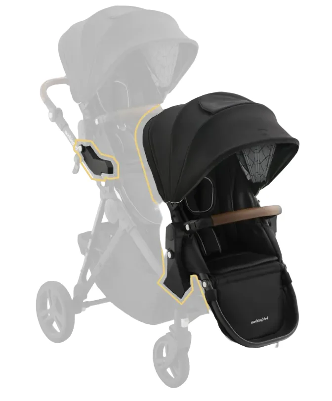 Mockingbird 2nd Seat Kit 3.0, Black Windowpane, Charcoal with Penny Leather