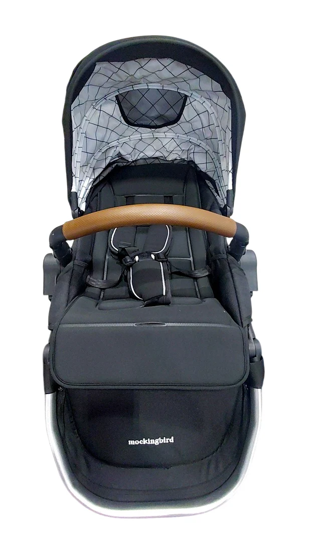 Mockingbird 2nd Seat Kit 3.0, Black Windowpane, Silver with Penny Leather - Image 2