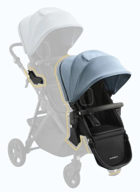 Mockingbird 2nd Seat Kit 3.0, Charcoal with Black Leather, Stone Blue