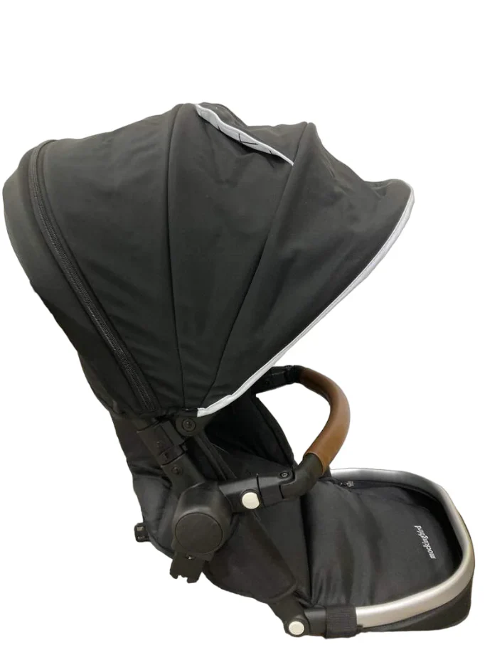 Mockingbird 2nd Seat Kit with Extendable Canopy, Black, Silver With Penny Leather, Windowpane