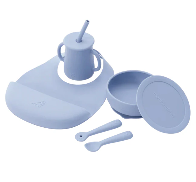 Mockingbird Early Eaters Dishware Set, Sky Blue