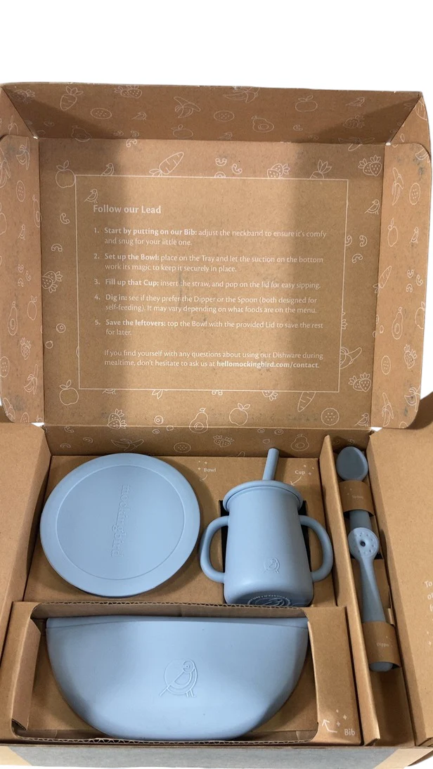 Mockingbird Early Eaters Dishware Set, Sky Blue - Image 2