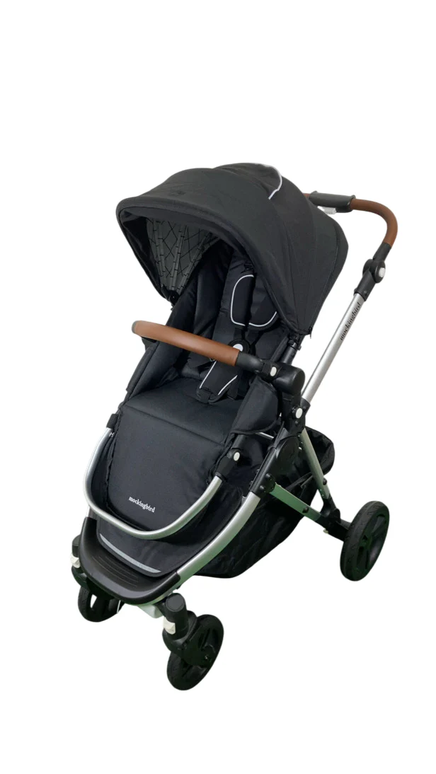 Mockingbird Single 2.0 Stroller, 2024, Black, Silver With Penny Leather, Windowpane - Image 2