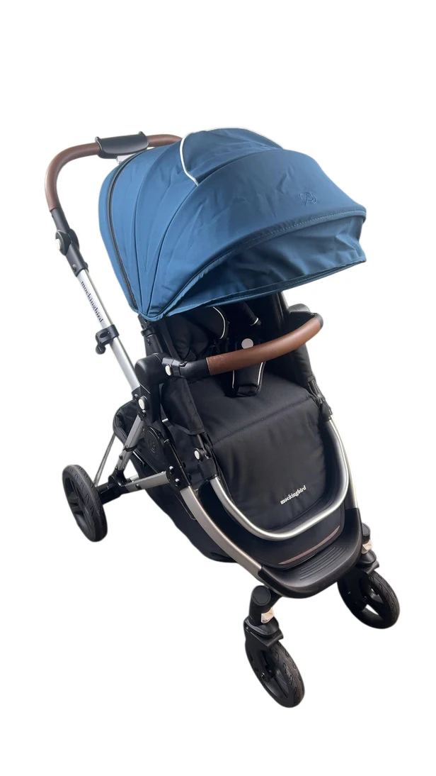 Mockingbird Single 2.0 Stroller, 2024, Sea, Silver With Penny Leather, Watercolor Drops