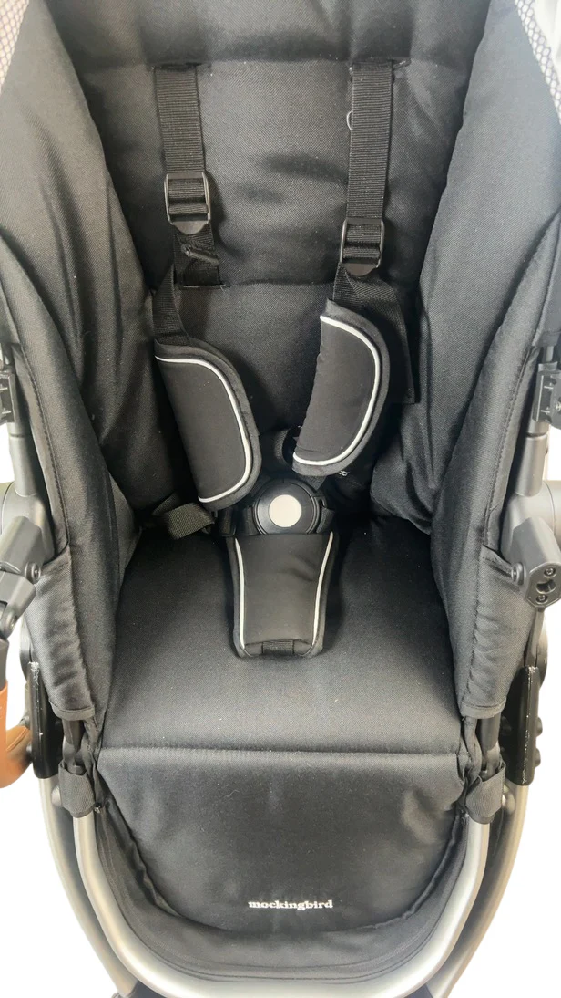Mockingbird Single 2.0 Stroller, 2024, Sea, Silver With Penny Leather, Watercolor Drops - Image 7