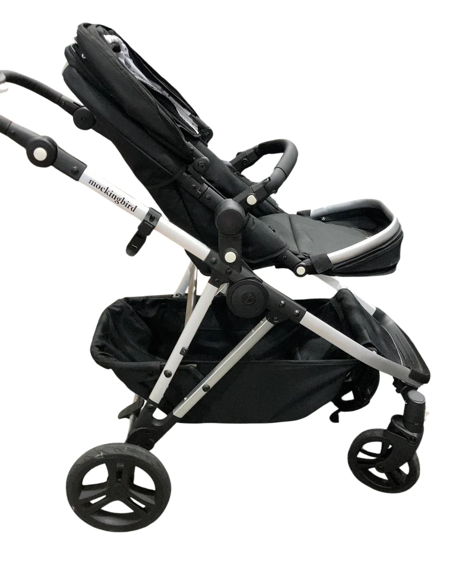Mockingbird Single 2.0 Stroller, 2025, Black, Silver With Black Leather, Watercolor Drops - Image 2