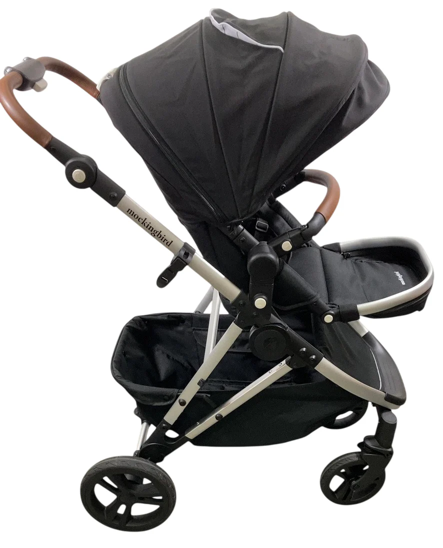 Mockingbird Single 2.0 Stroller, 2025, Black, Silver With Penny Leather, Windowpane - Image 2