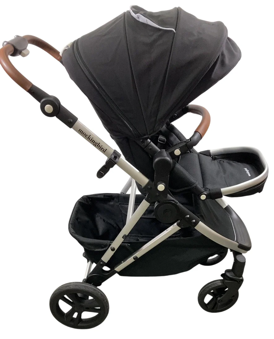Mockingbird Single 2.0 Stroller, 2025, Black, Silver With Penny Leather, Windowpane - Image 2