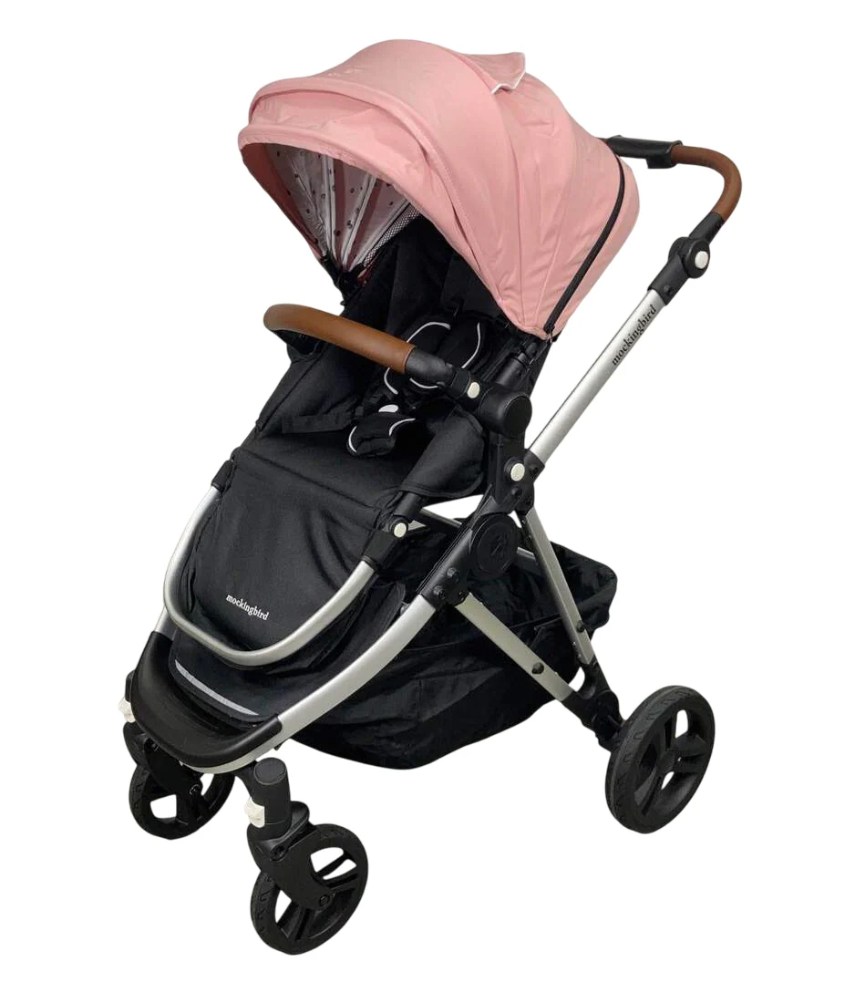 Mockingbird Single 2.0 Stroller, 2025, Bloom, Silver With Penny Leather, Watercolor Drops