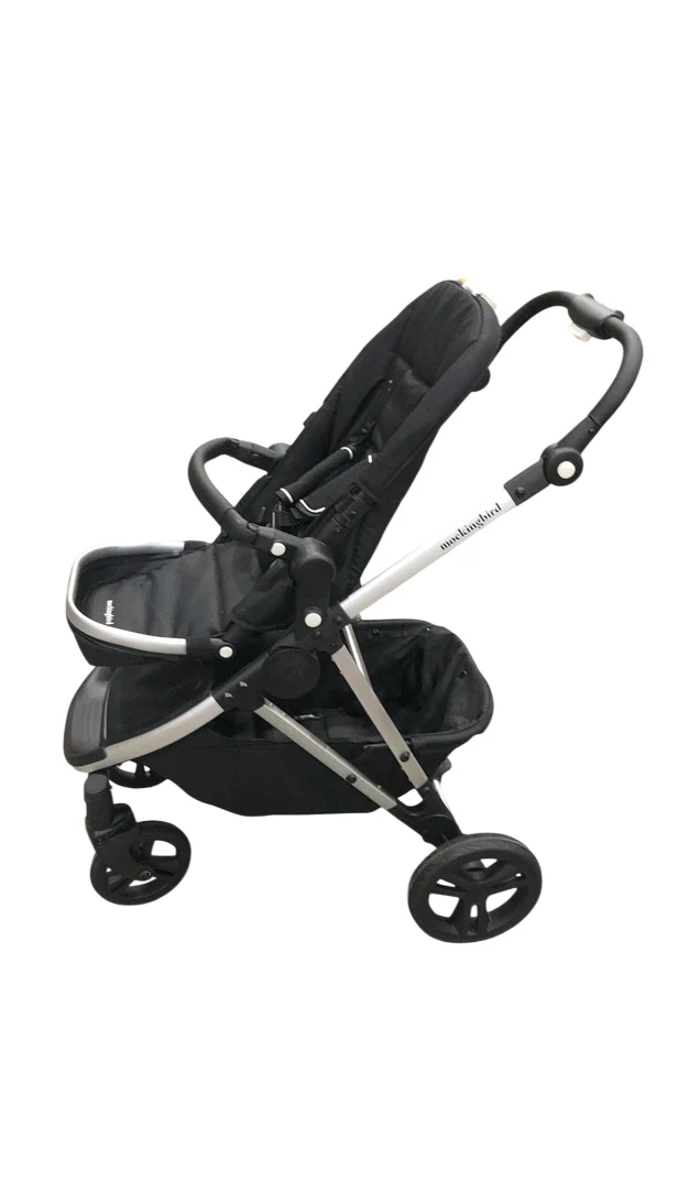 Mockingbird Single 2.0 Stroller, Silver With Black Leather, No Canopy, No Canopy, 2025