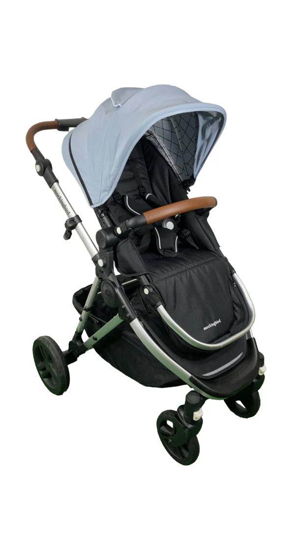 Mockingbird Single 2.0 Stroller, Sky, Windowpane, Silver With Penny Leather, 2024