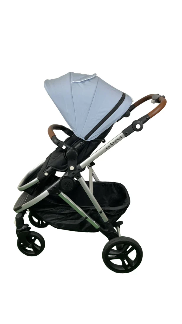 Mockingbird Single 2.0 Stroller, Sky, Windowpane, Silver With Penny Leather, 2024 - Image 4
