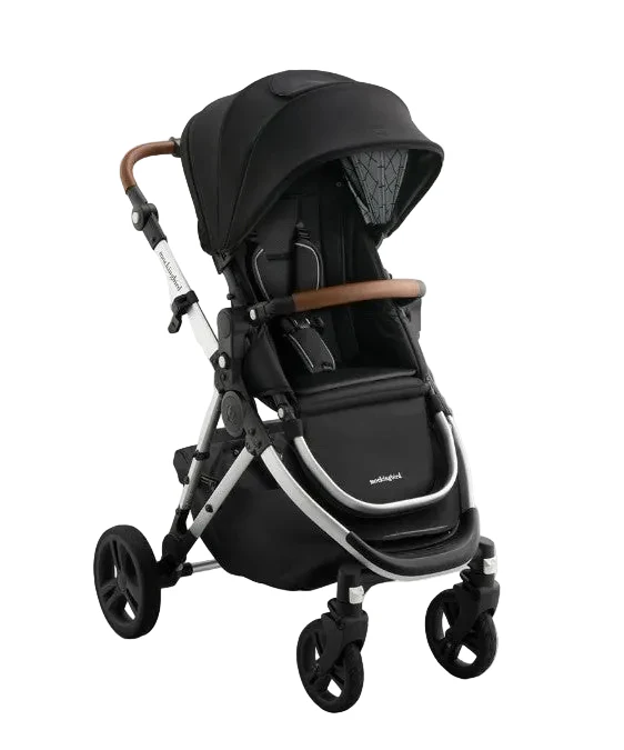 Mockingbird Single 3.0 Stroller, 2025, Black Windowpane, Silver with Penny Leather