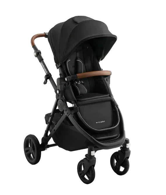 Mockingbird Single 3.0 Stroller, 2025, Charcoal with Penny Leather, Solid Black