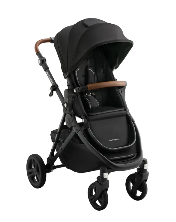 Mockingbird Single 3.0 Stroller, 2025, Charcoal with Penny Leather, Solid Black