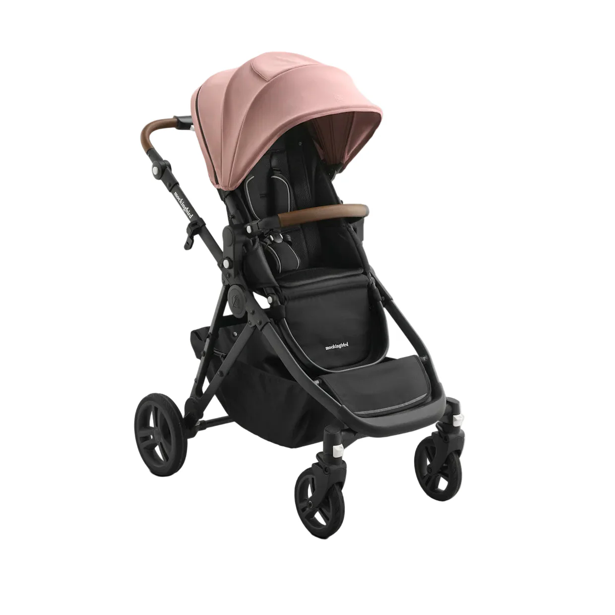 Mockingbird Single 3.0 Stroller, 2025, Charcoal with Penny Leather, Solid Rose