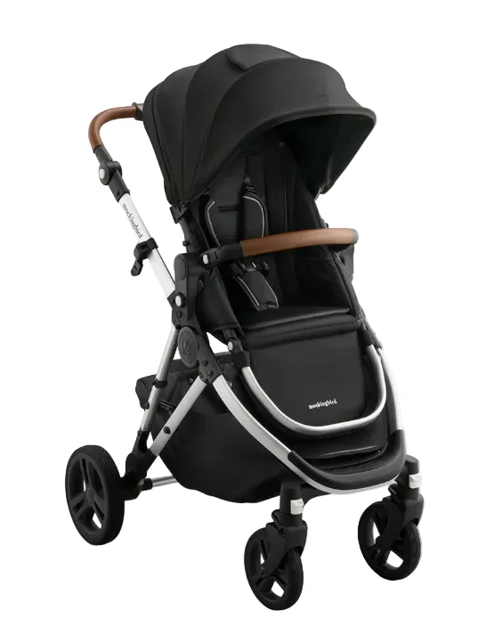 Mockingbird Single 3.0 Stroller, 2025, Silver with Penny Leather, Solid Black