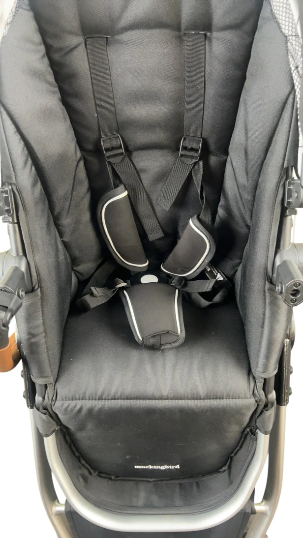 Mockingbird Single to Double 2.0 Stroller, 2023, Black, Silver With Penny Leather, Windowpane - Image 8