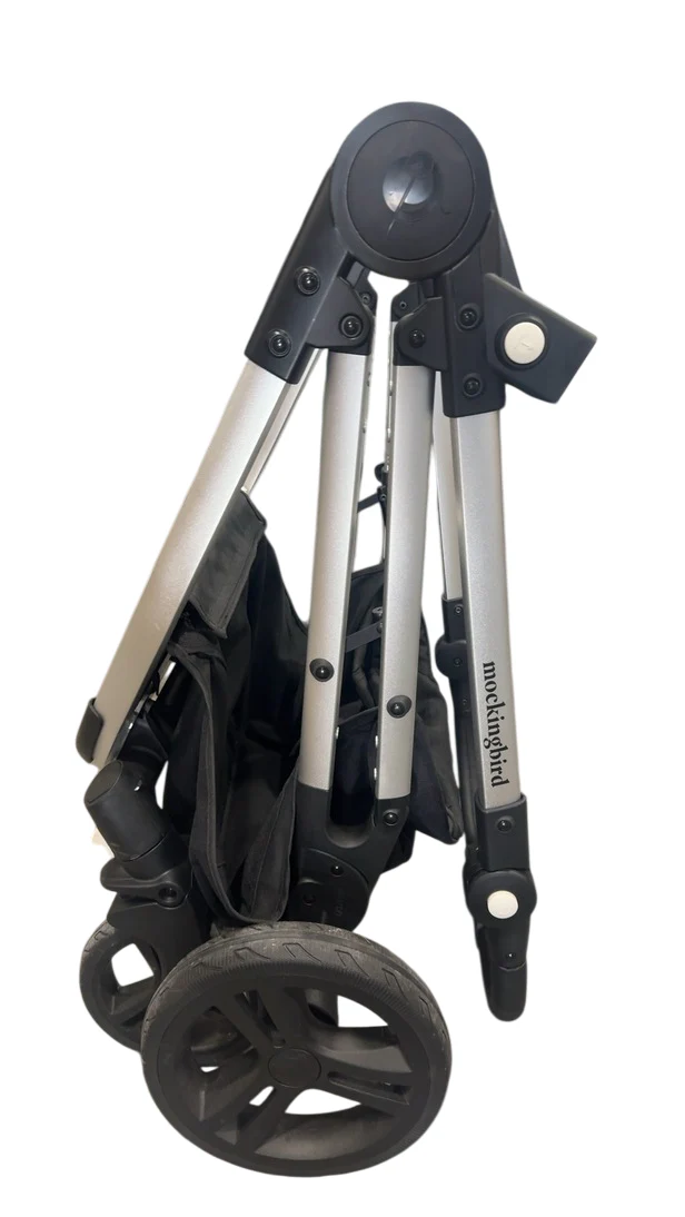 Mockingbird Single to Double 2.0 Stroller, 2024, Black, Silver With Black Leather, Windowpane - Image 5