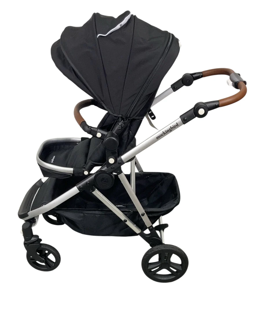 Mockingbird Single to Double 2.0 Stroller, 2025, Black, Silver With Penny Leather, Watercolor Drops - Image 3