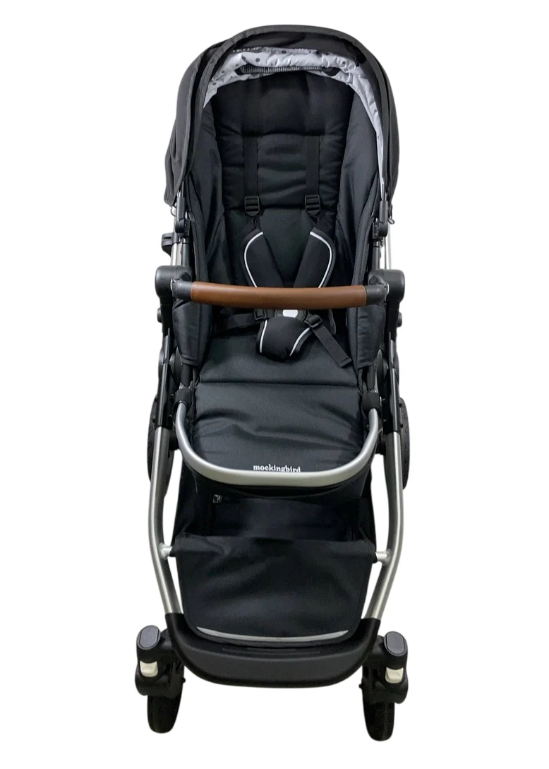 Mockingbird Single to Double 2.0 Stroller, 2025, Black, Silver With Penny Leather, Watercolor Drops - Image 5