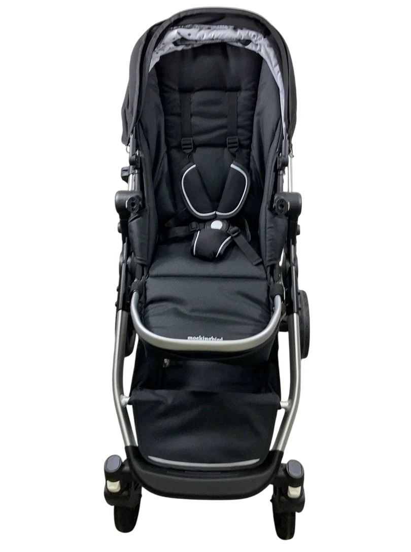 Mockingbird Single to Double 2.0 Stroller, 2025, Black, Silver With Penny Leather, Watercolor Drops - Image 7