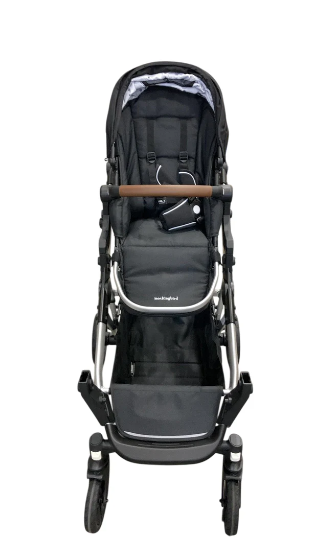 Mockingbird Single to Double 2.0 Stroller, 2025, Black, Silver With Penny Leather, Watercolor Drops - Image 4