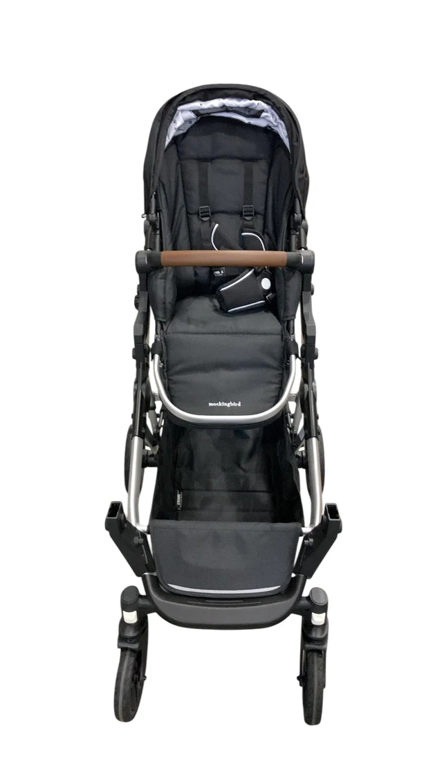 Mockingbird Single to Double 2.0 Stroller, 2025, Black, Silver With Penny Leather, Watercolor Drops - Image 4