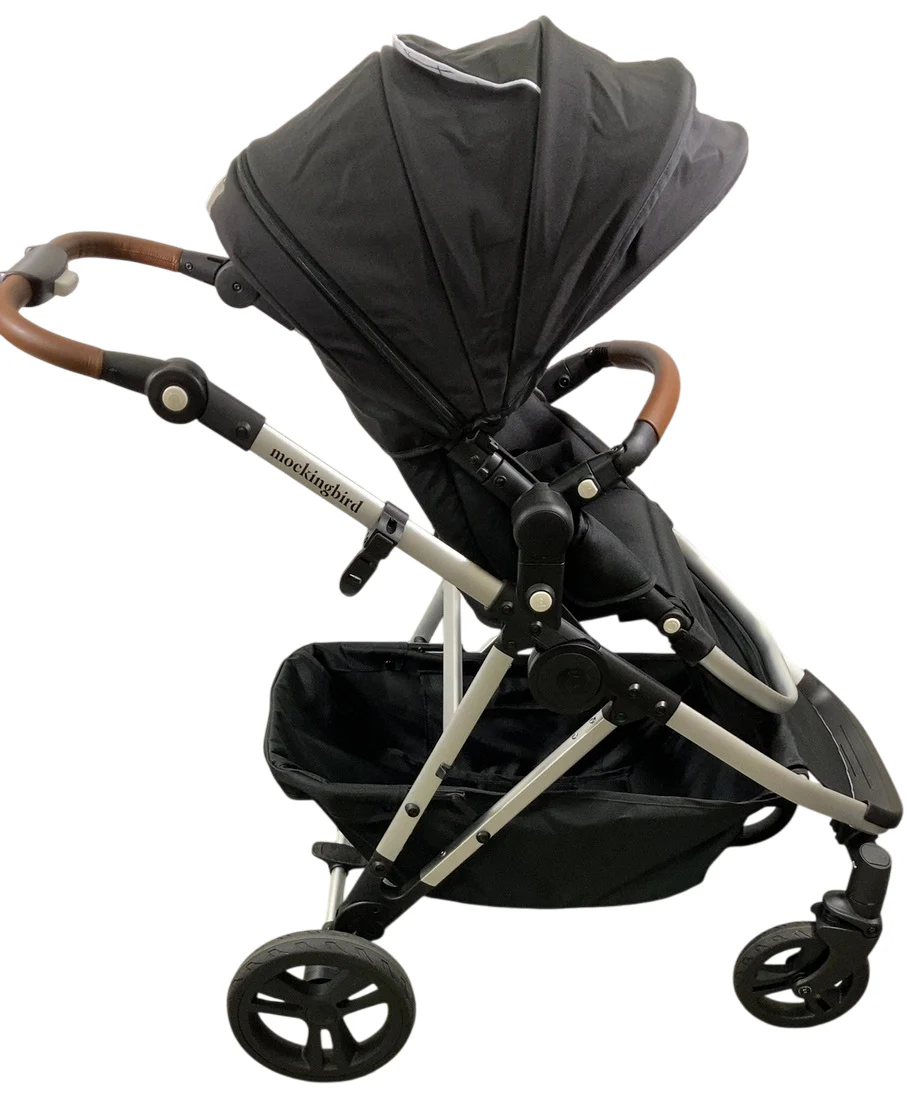 Mockingbird Single to Double 2.0 Stroller, 2025, Black, Silver With Penny Leather, Windowpane - Image 2