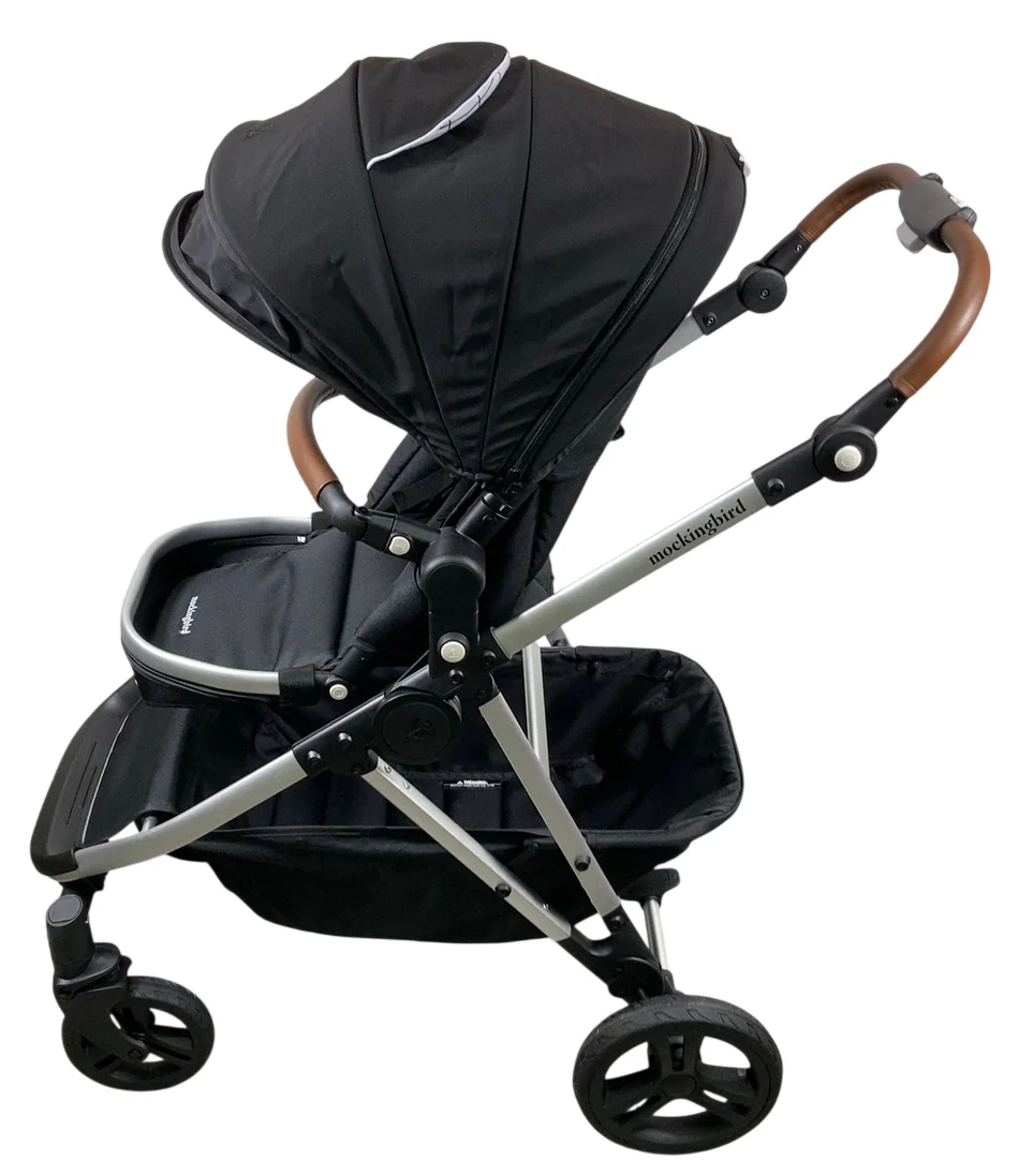 Mockingbird Single to Double 2.0 Stroller, 2025, Black, Silver With Penny Leather, Windowpane - Image 2