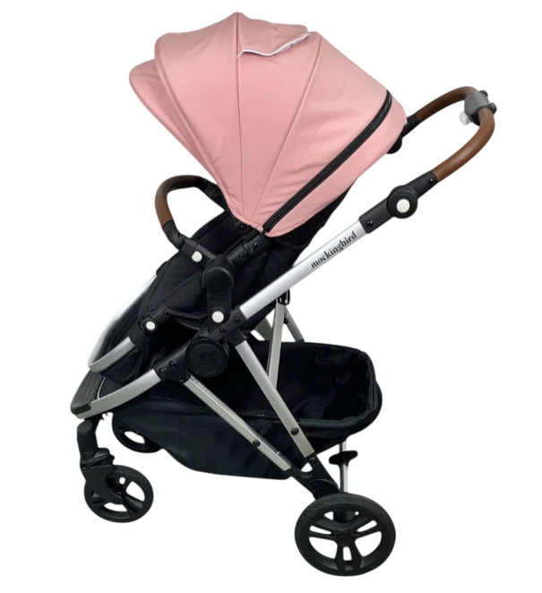 Mockingbird Single to Double 2.0 Stroller, 2025, Bloom, Silver With Penny Leather, Windowpane - Image 4