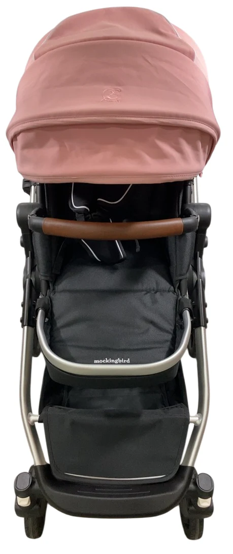 Mockingbird Single to Double 2.0 Stroller, 2025, Bloom, Silver With Penny Leather, Windowpane - Image 5