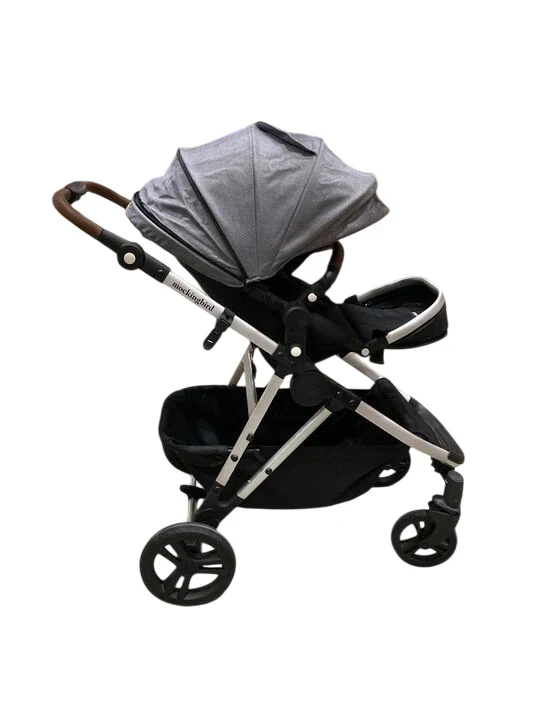 Mockingbird Single to Double 2.0 Stroller, 2025, Heather grey, Night Stars, Silver With Penny Leather - Image 2