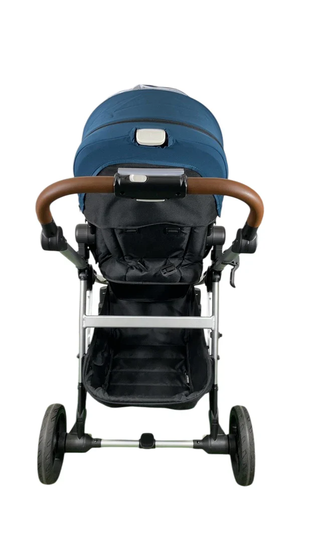 Mockingbird Single to Double 2.0 Stroller, 2025, Sea, Silver With Penny Leather, Watercolor Drops - Image 6