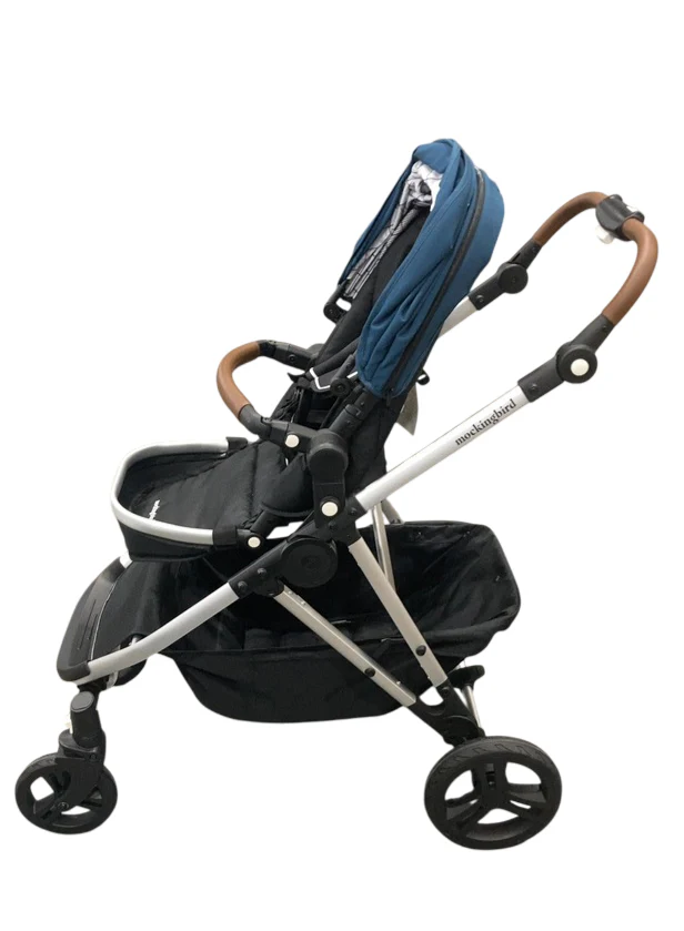 Mockingbird Single to Double 2.0 Stroller, 2025, Sea, Silver With Penny Leather, Windowpane - Image 3