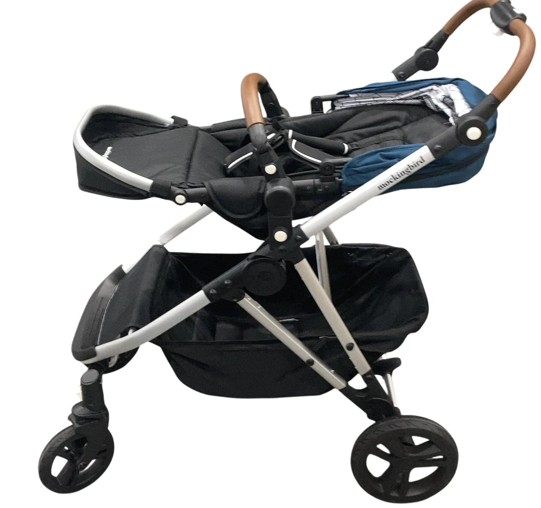 Mockingbird Single to Double 2.0 Stroller, 2025, Sea, Silver With Penny Leather, Windowpane - Image 5