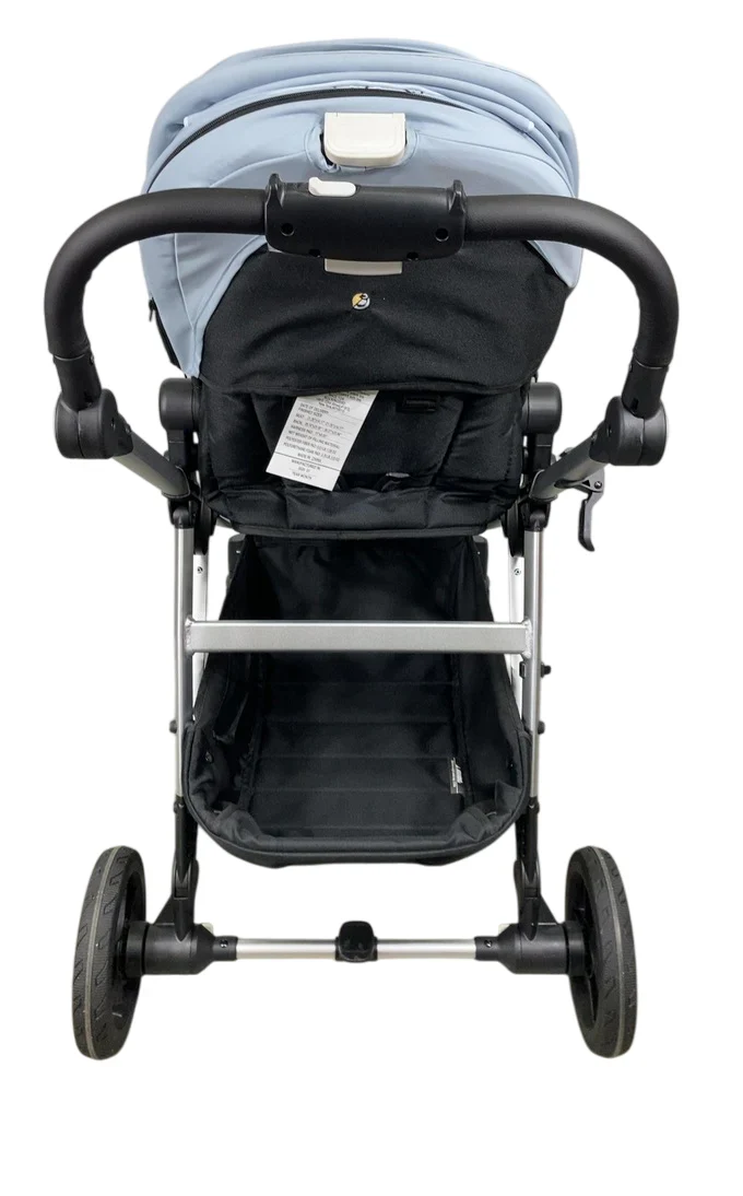 Mockingbird Single to Double 2.0 Stroller, 2025, Silver With Black Leather, Sky, Windowpane - Image 4