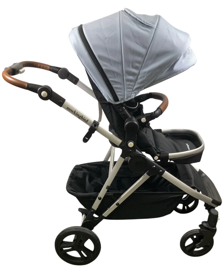 Mockingbird Single to Double 2.0 Stroller, Sky, Windowpane, Silver With Penny Leather, 2025 - Image 4