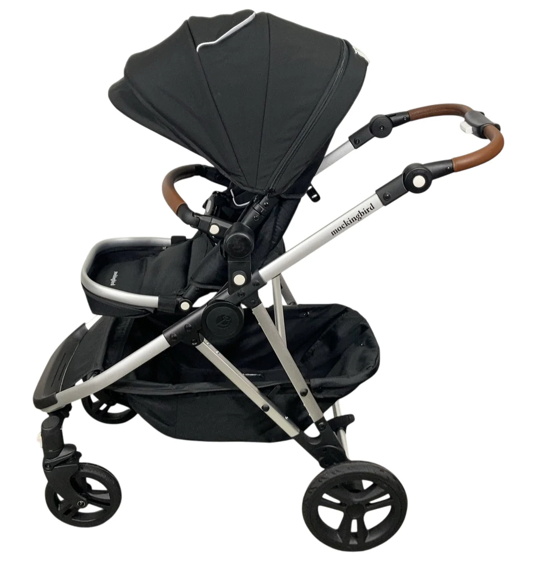 Mockingbird Single to Double 2.0 Stroller, Black, Watercolor Drops, Silver With Penny Leather, 2025 - Image 4