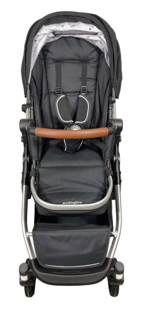 Mockingbird Single to Double 2.0 Stroller, Black, Watercolor Drops, Silver With Penny Leather, 2025 - Image 5