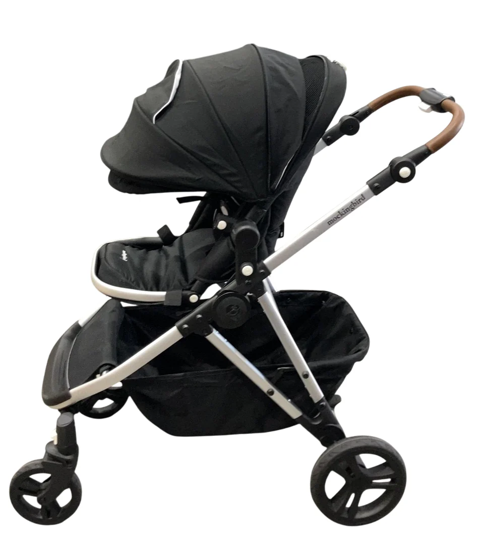 Mockingbird Single to Double 2.0 Stroller, Black, Watercolor Drops, Silver With Penny Leather, 2025 - Image 2