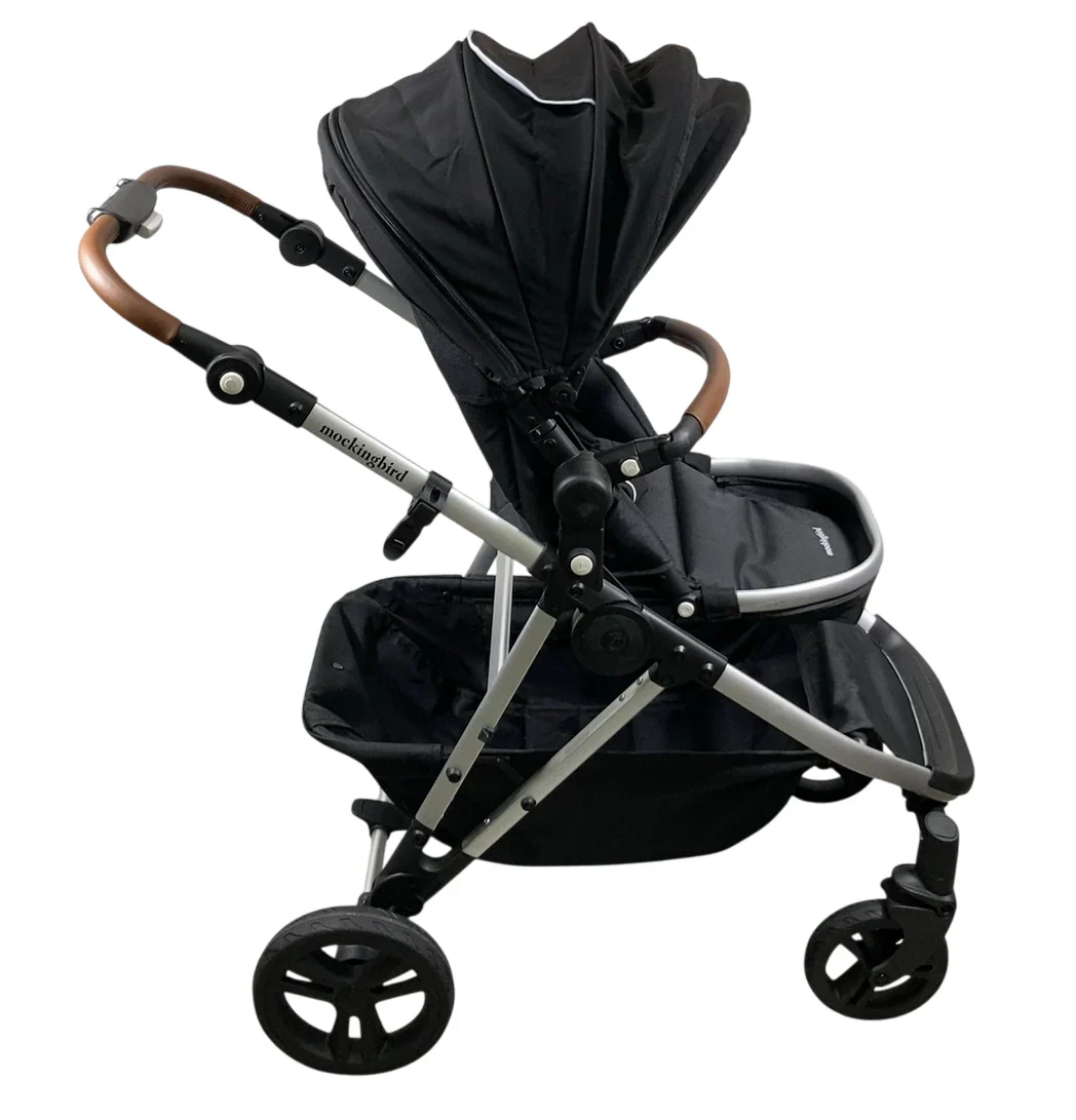 Mockingbird Single to Double 2.0 Stroller, Black, Watercolor Drops, Silver With Penny Leather, 2025 - Image 2
