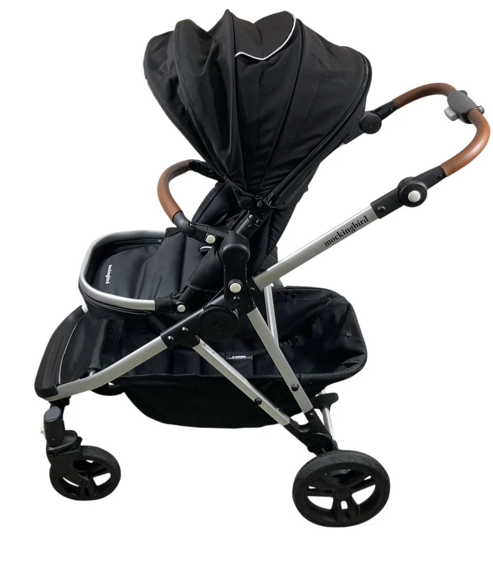 Mockingbird Single to Double 2.0 Stroller, Black, Watercolor Drops, Silver With Penny Leather, 2025 - Image 3