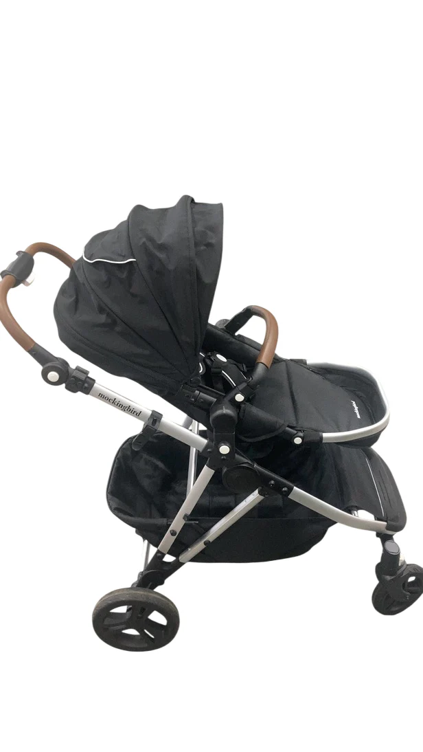Mockingbird Single to Double 2.0 Stroller, Black, Watercolor Drops, Silver With Penny Leather, 2025 - Image 2